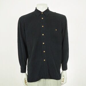 Ryan Michael Western Button Down Shirt Mens Medium Black 100% Silk Embossed